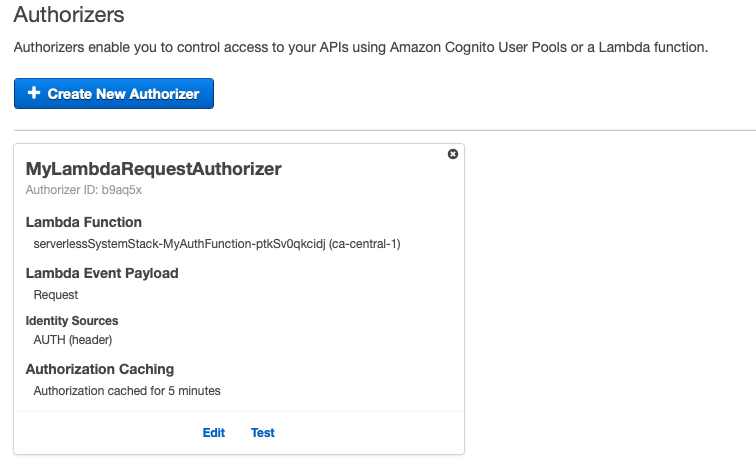 Lambda authorizer screenshot
